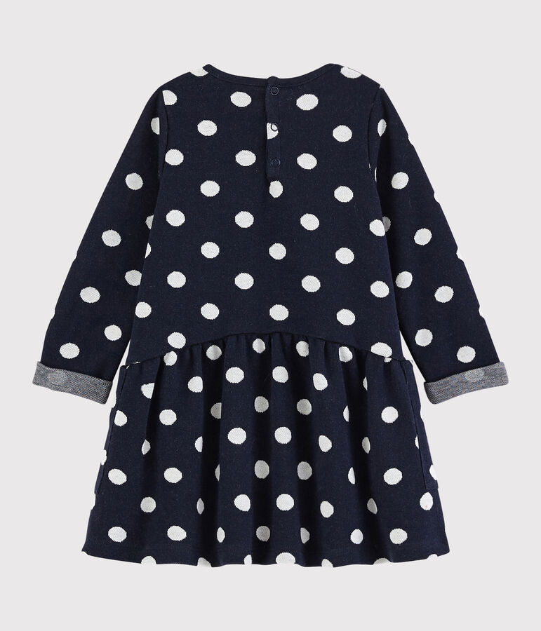 Baby girl's long-sleeved dress SMOKING blue/MARSHMALLOW white