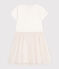 Children's short-sleeved cotton and tulle dress MARSHMALLOW white/COPPER pink