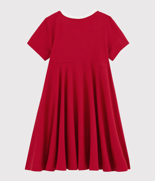 Girls' Short-Sleeved Jersey Dress red