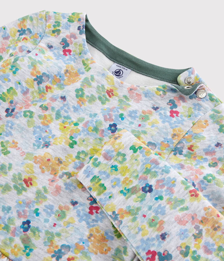 Girl's Long-sleeved Double Jersey Dress grey/multicolor