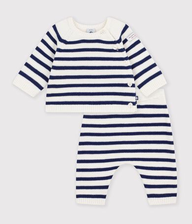 Babies' set in a stripy knit