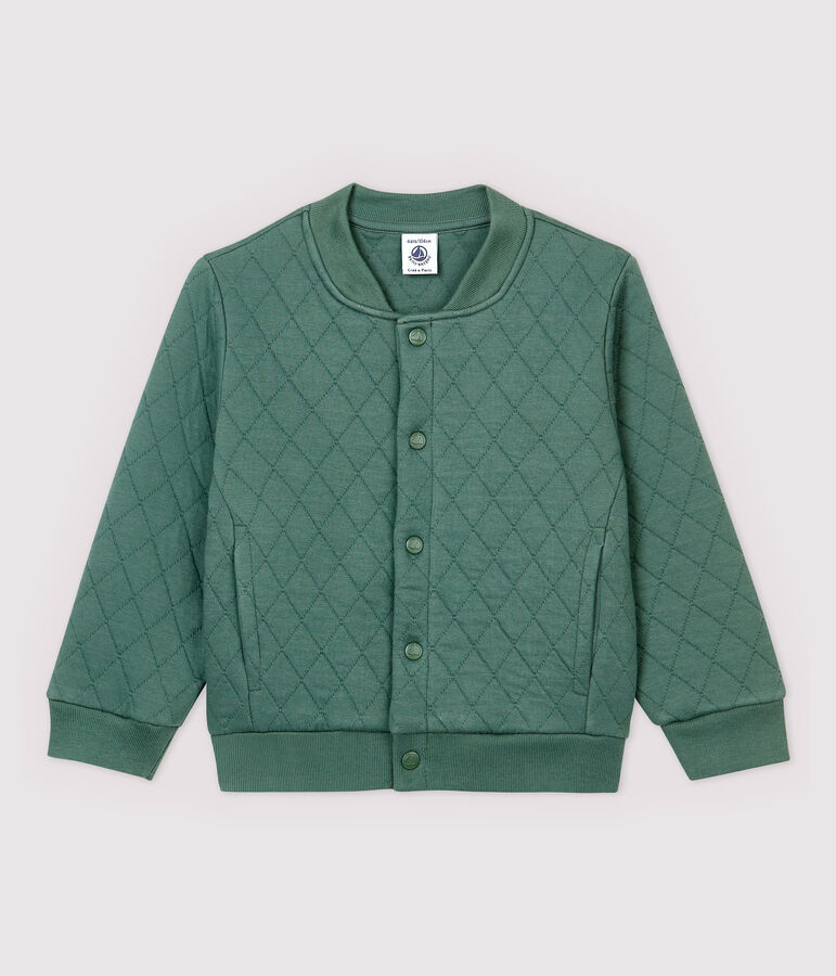 Boys' Tube Knit Baseball Jacket Style Cardigan green