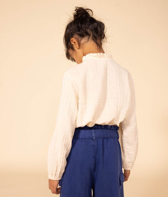 Girls' cotton gauze blouse AVALANCHE Ecru