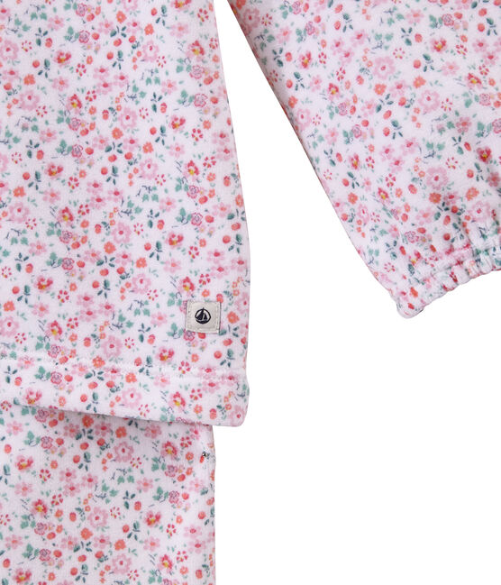 Girl's print velour pyjamas ECUME white/MULTICO white