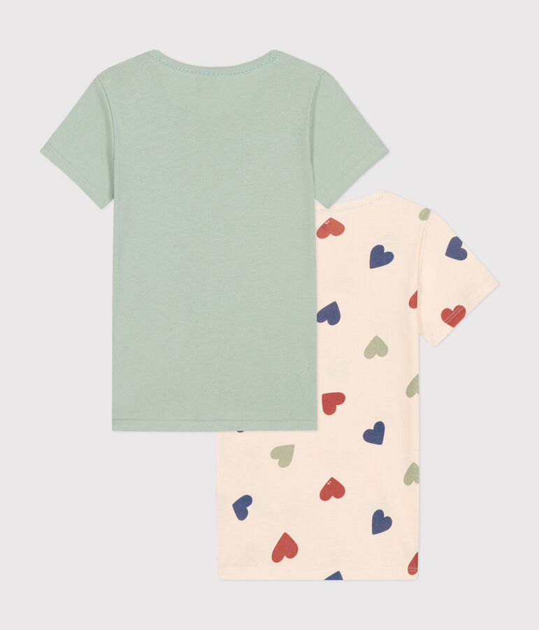 Children's short-sleeved heart pattern cotton T-shirts - 2-pack multicolor