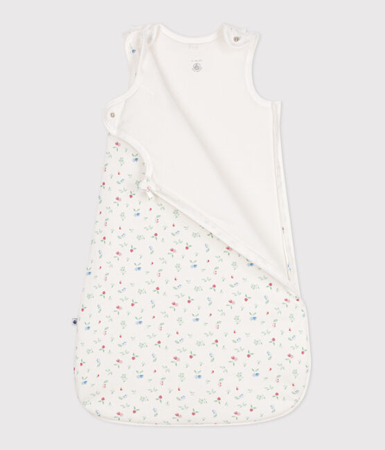 Babies' 2 TOG fruit print cotton sleeping bag MARSHMALLOW white/MULTICO white