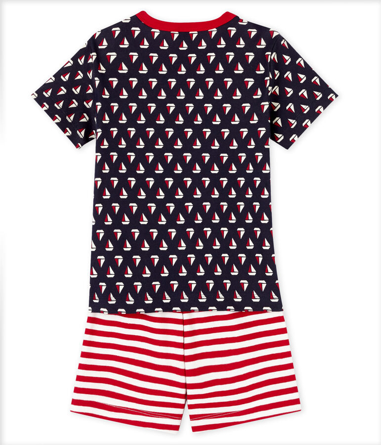 Boys' cropped ribbed pyjamas blue/multicolor