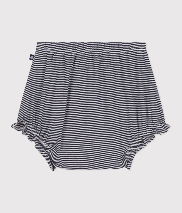 Babies' pinstriped cotton bloomers blue/white
