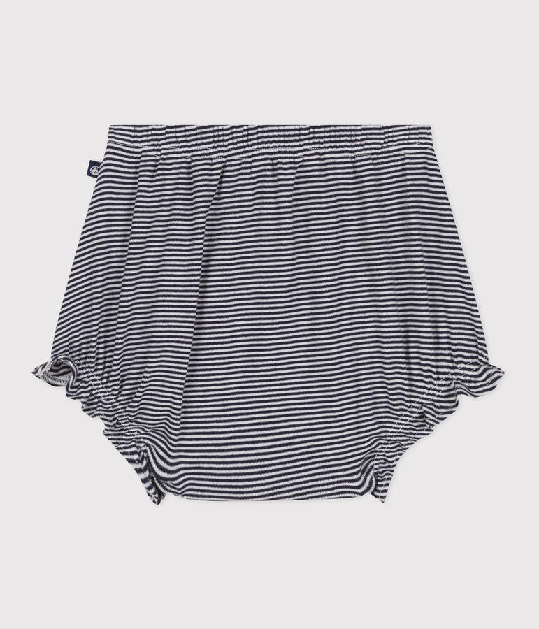 Babies' pinstriped cotton bloomers blue/white