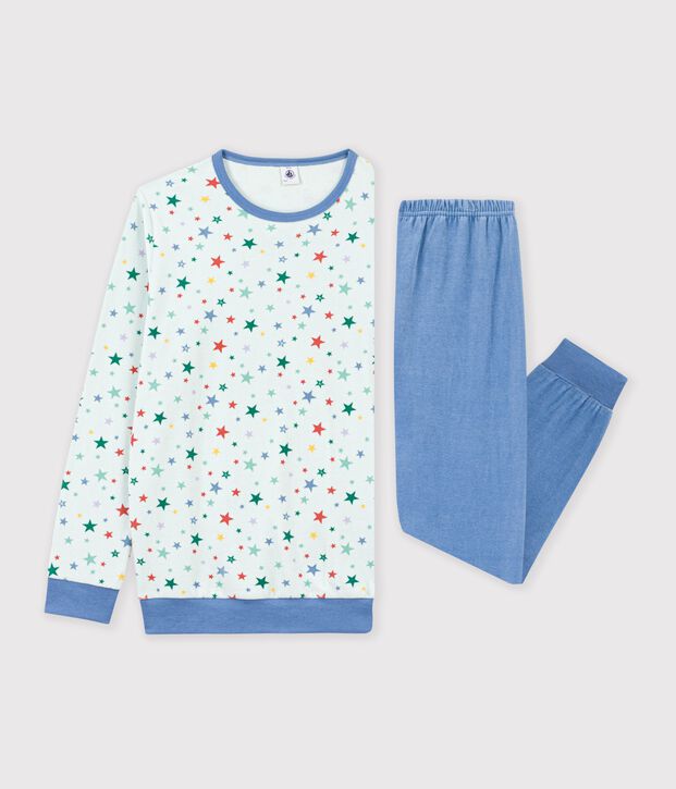 Children's star print velour pyjamas. blue/multicolor
