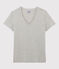 Women's Straight V-Neck Cotton T-Shirt BELUGA CHINE grey