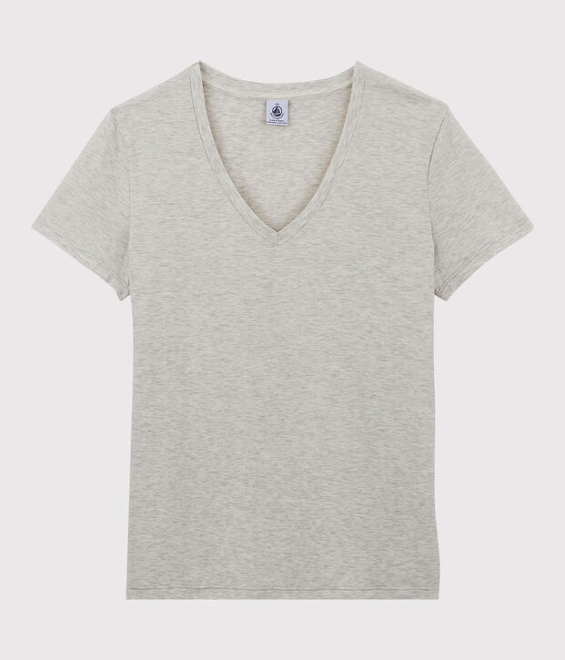 Women's Straight V-Neck Cotton T-Shirt BELUGA CHINE