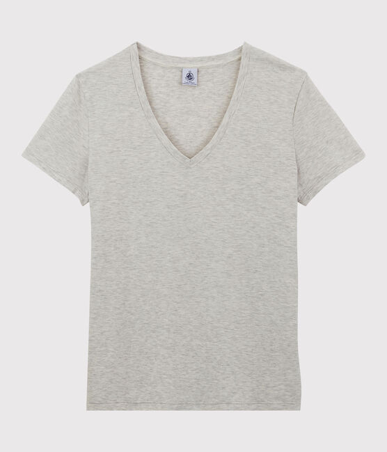 Women's Classic Organic Cotton V-Neck T-Shirt BELUGA CHINE grey
