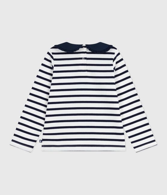 Children's cotton Breton top MARSHMALLOW white/SMOKING blue