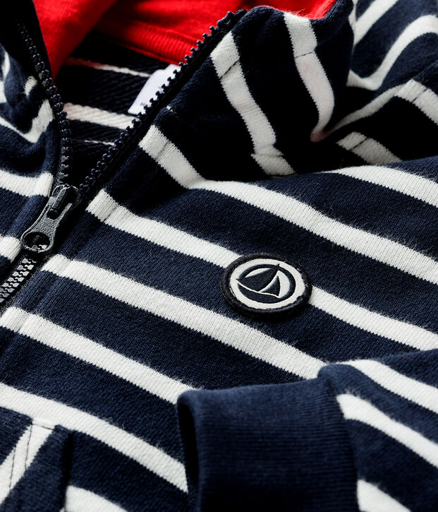 Baby boy's hooded sweatshirt blue/white