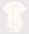 Babies' White Short-Sleeved Organic Cotton Bodysuit with Collar MARSHMALLOW white