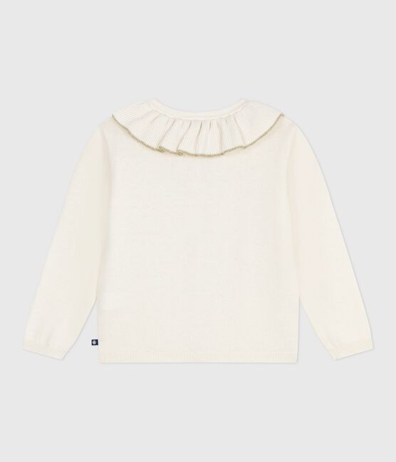 Children's plain wool and cotton cardigan MARSHMALLOW white/ARGENT grey