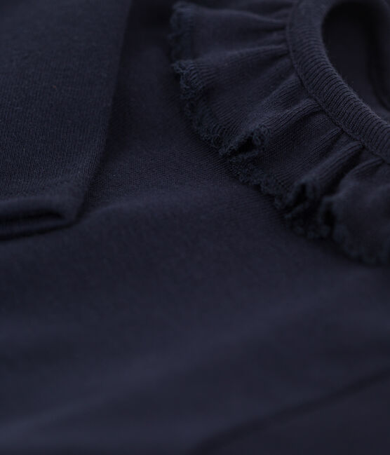 Babies' Long-Sleeved Cotton Bodysuit With Ruff Collar SMOKING blue