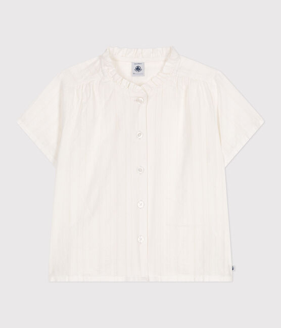 Children's plain short-sleeved cotton blouse ECUME white
