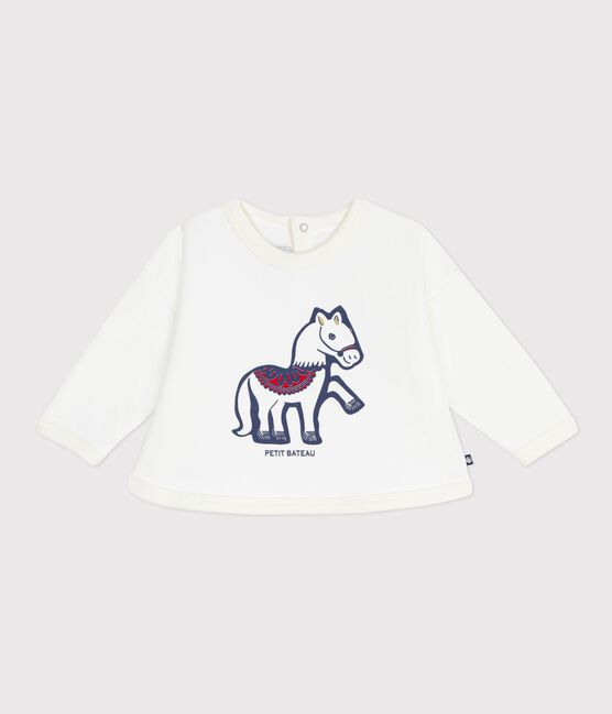 Baby sweatshirt in soft and warm cotton MILK /MULTICO