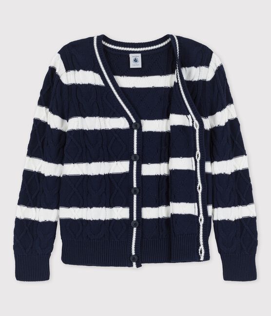 Boys' Cotton Cardigan SMOKING blue/MARSHMALLOW white