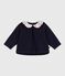 Babies' plain cotton sweatshirt with a printed collar SOIR