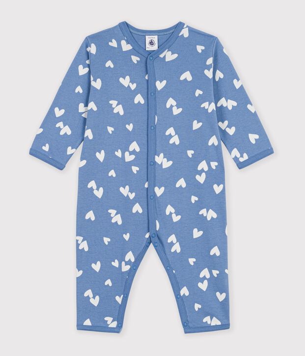 Pyjama b&eacute;b&eacute; en coton sans pieds imprim&eacute; c&oelig;urs blue/white