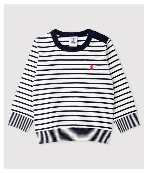 Baby Boys' Cotton Sailor Striped Sweatshirt white/blue
