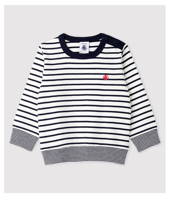 Baby Boys' Cotton Sailor Striped Sweatshirt MARSHMALLOW white/SMOKING blue