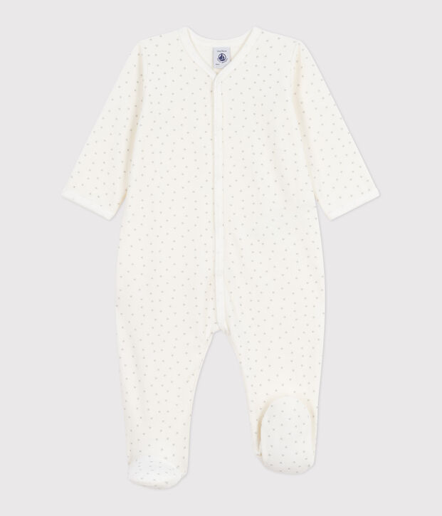 Babies' little heart-print velour pyjama suit white/grey