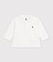 Babies' long-sleeved plain cotton polo shirt white