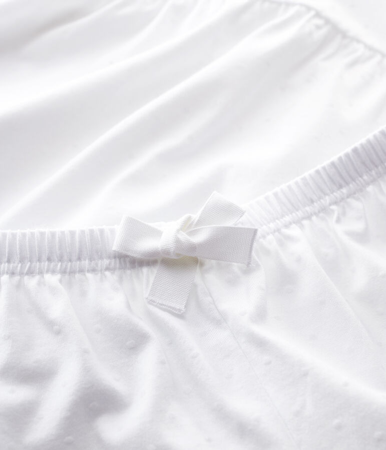 Girls'/Women's White Fine Cotton Short Pyjamas ECUME white