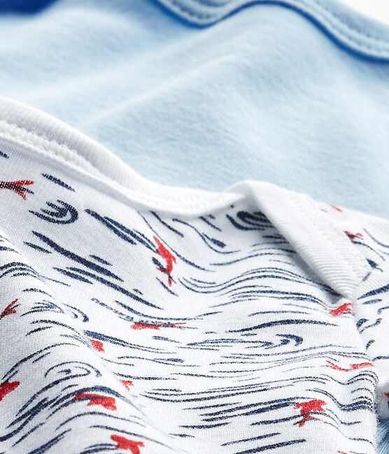 Set of 2 baby boys' short-sleeved bodysuits LOT white