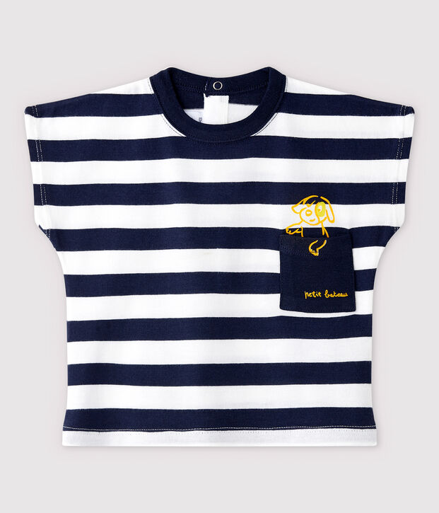 Baby Boys' Short-Sleeved Jersey T-Shirt blue/white