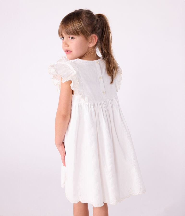 Children's short-sleeved plain cotton dress white