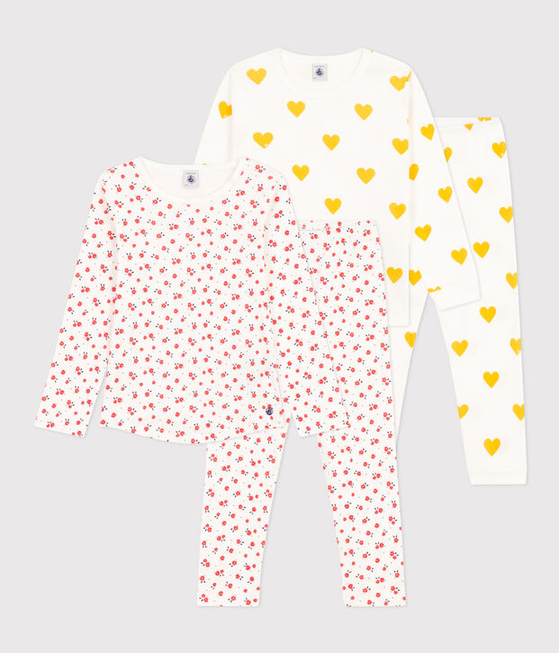 Girls' Heart and Flower Cotton Pyjamas - 2-Pack multicolor