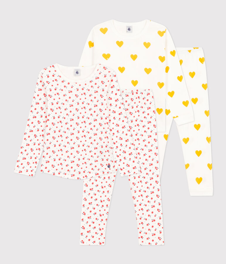 Girls' Heart and Flower Cotton Pyjamas - 2-Pack multicolor