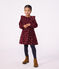 Girls' long-sleeved dress in floral velour red/multicolor