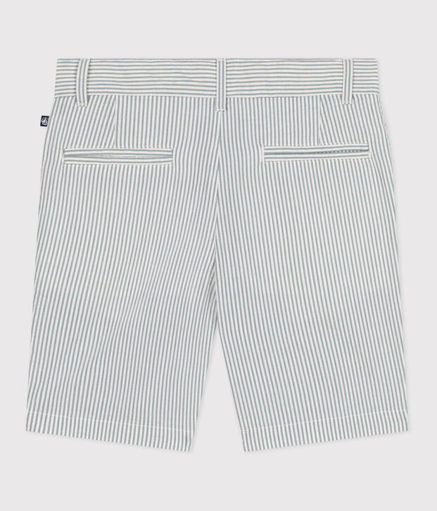 Children's stripy cotton Bermuda shorts white/green
