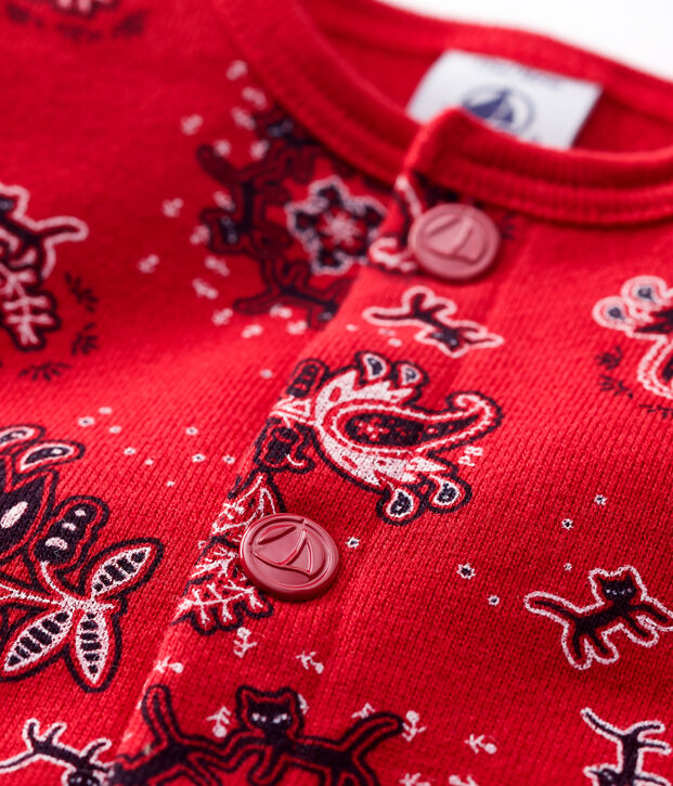 Babies' Bandanna Print Fleece Cardigan red/multicolor