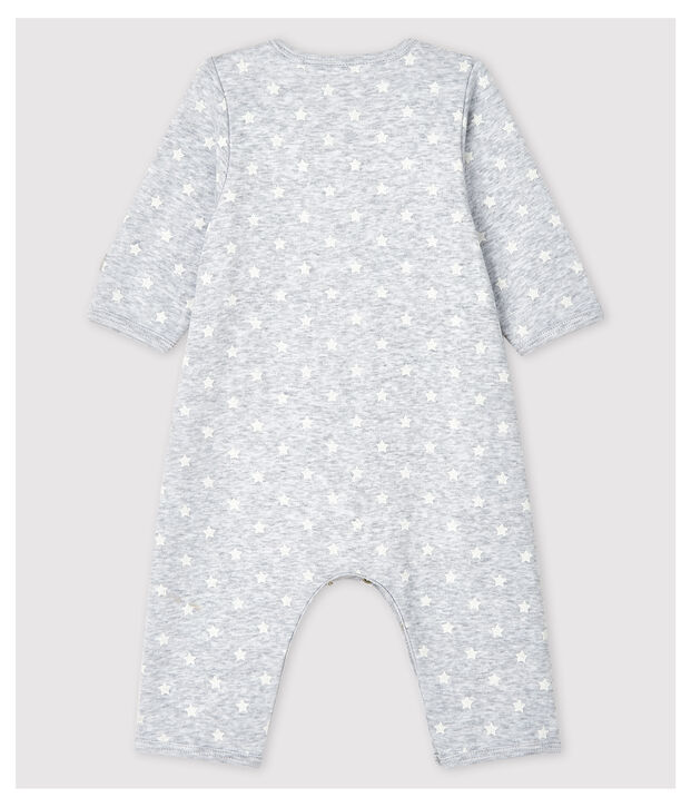 Babies' Footless Organic Cotton Bodyjama grey/white