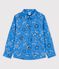 Boys' Poplin Print Shirt BRASIER blue/MULTICO white