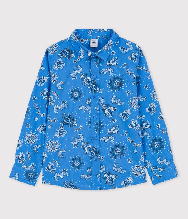 Boys' Poplin Print Shirt blue/multicolor