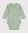 Babies' Long-Sleeved Bodysuit With a Collar HERBIER green