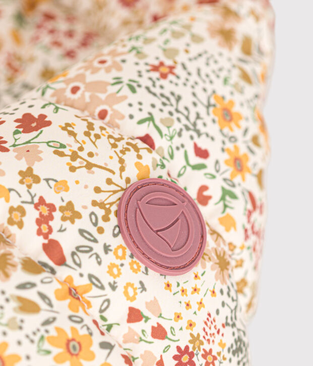 Babies' printed puffer jacket with a hood Ecru/multicolor