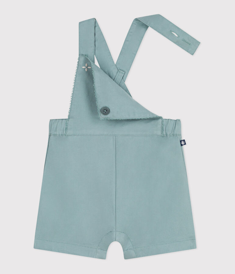 Babies' short-legged plain cotton dungarees green