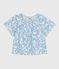 Children's short-sleeved cherry print cotton blouse MARSHMALLOW blue/PORCELANA