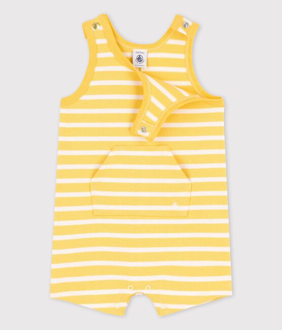 Babies' Thick Jersey Short Playsuit ORGE yellow/MARSHMALLOW white