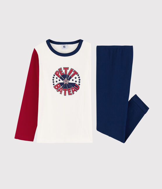 Boys' Cotton Pyjamas MEDIEVAL blue/MULTICO white