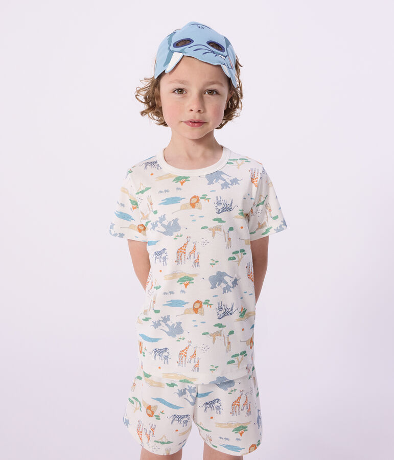 Children's short savannah print cotton fancy dress pyjamas white/multicolor